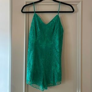 NBD emerald green lace romper. Worn 1 time